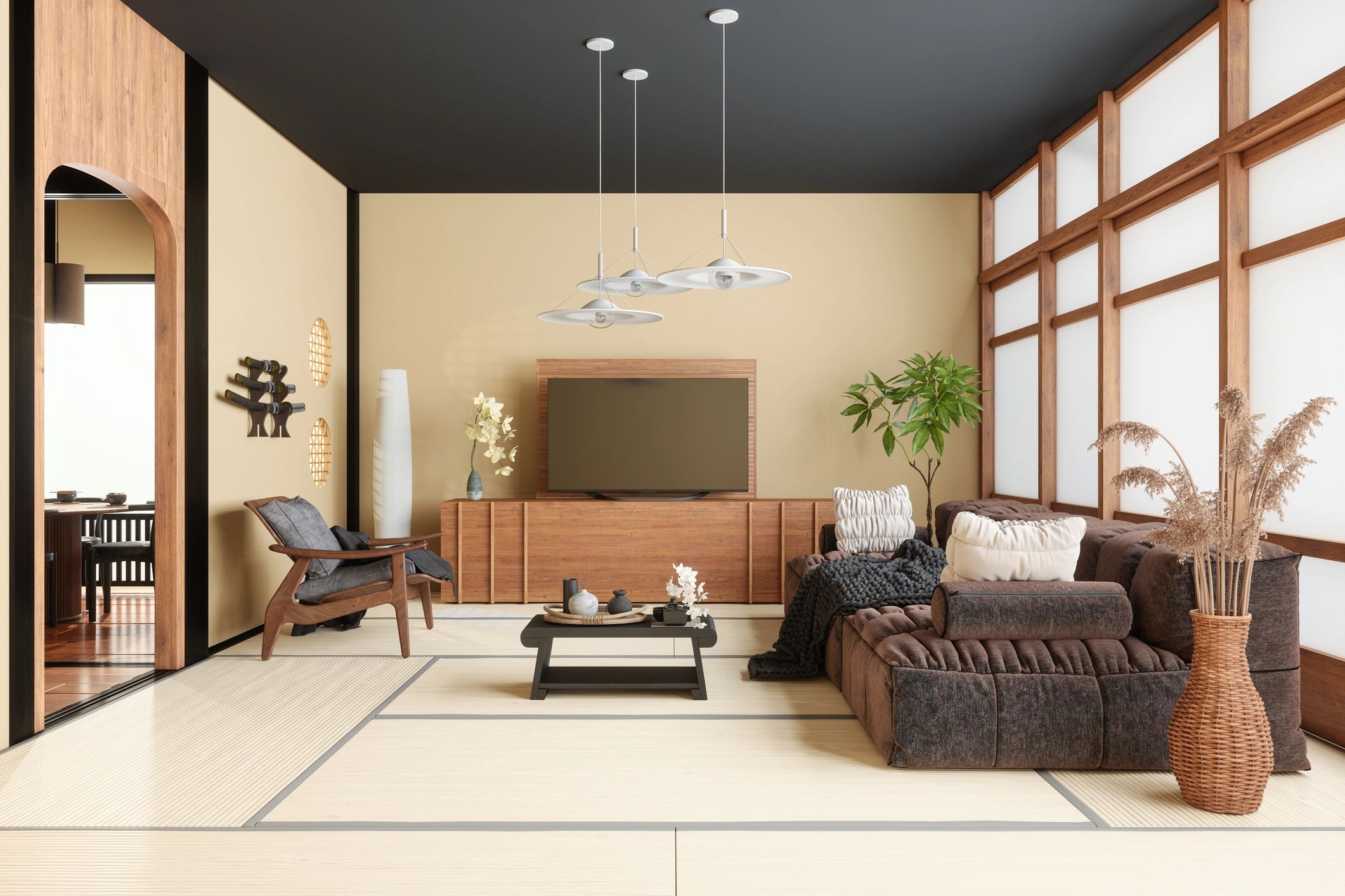 Interior moderno de apartamento con sala acogedora